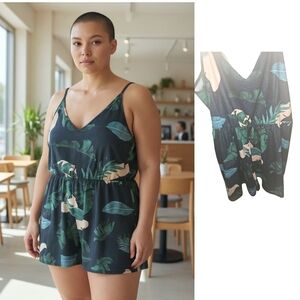 SHEIN Tropical Leaf Print Romper